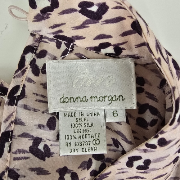Donna Morgan Silk Leopard Print Keyhole Neck Dress Size 6 Tiered Ruffles - Picture 13 of 13